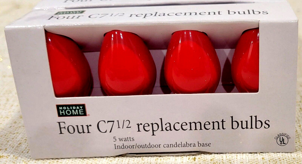 2 Light Bulbs Packs 1 Red, 1 White C 7- 1/2. Decorative . Replacement.