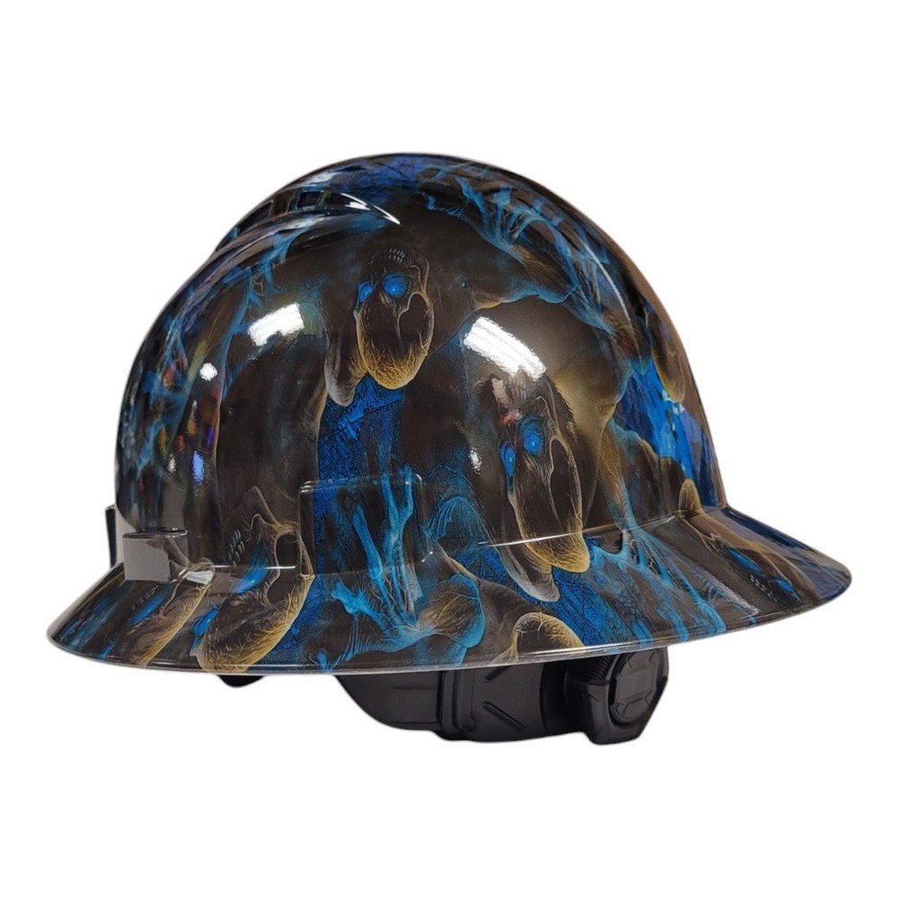Skulls Full Brim Hardhat Blue