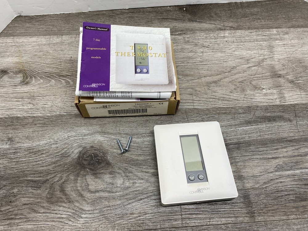 Johnson Controls T500HCP1 Programmable Thermostat White - *Tested Works*