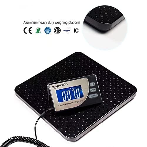 Amazon Basics Digital Shipping Postal Scale with Tare Function, 660 lb, Black