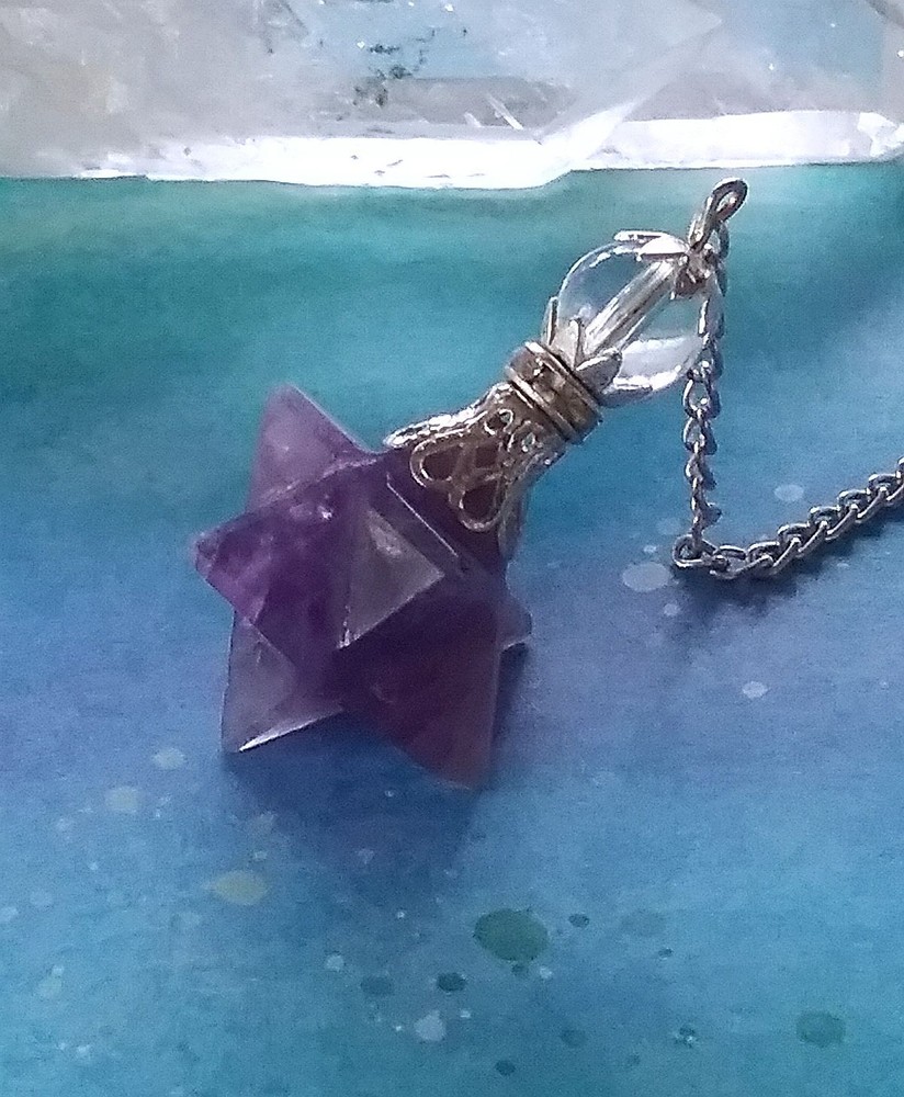 AMETHYST MERKABA Dowsing Pendulum, SILVER AMETHYST Divination Pendulum
