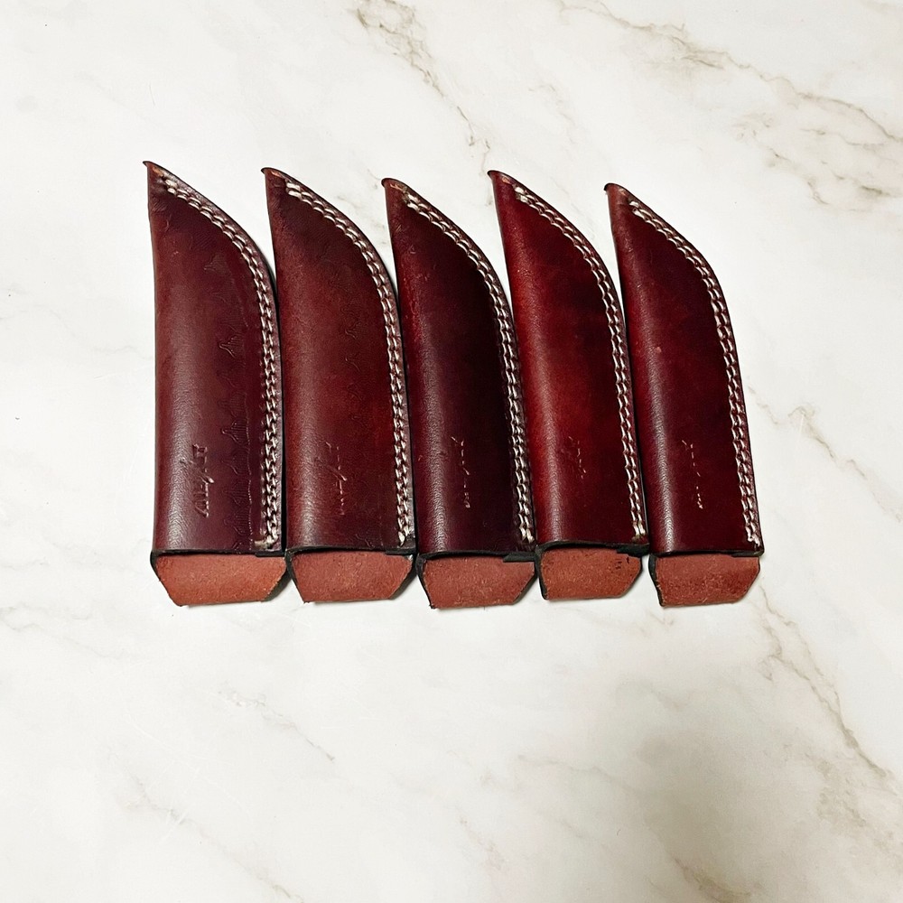 5 Pack - Hand Crafted 8 in Fixed Blade Leather Sheath Vertical Holster Belt Loop