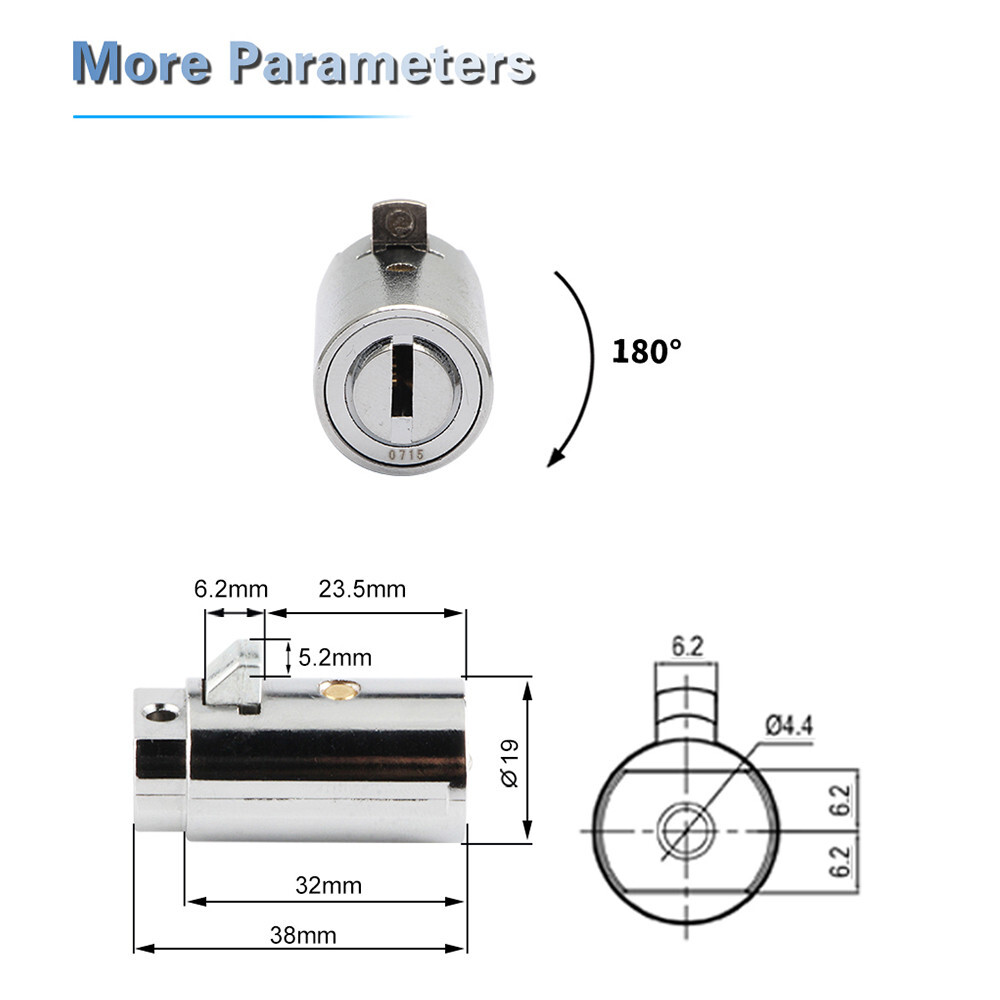 2 KEYED DIFFERENT Dimple Cylinder Plug Lock Vending machine T handle