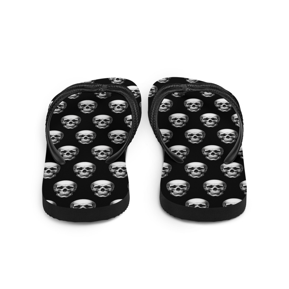 Skulls Pattern Goth Flip-Flops