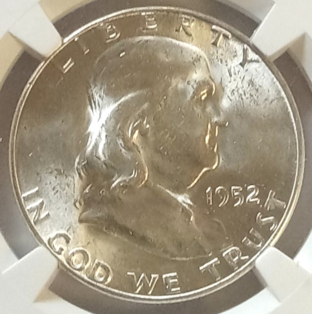 1952-S NGC MS-64 Silver FRANKLIN 1/2$ BLAST WHITE COIN