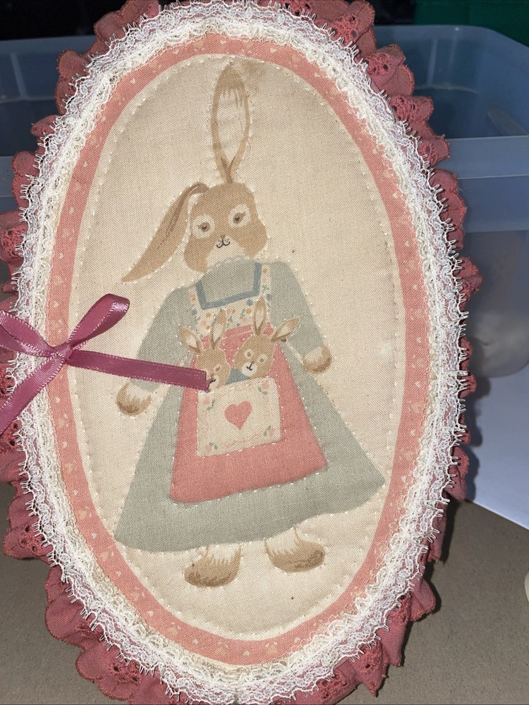 Vintage hand stitched wall hanging rabbit