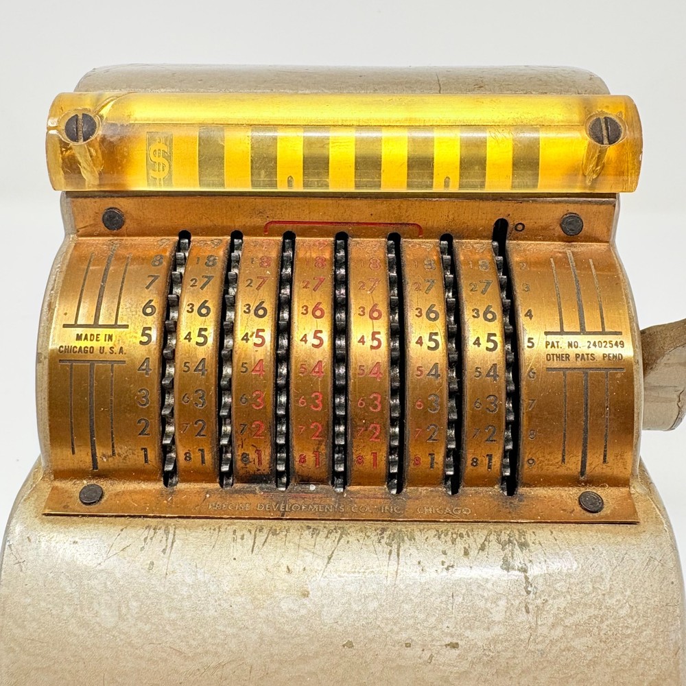 Vintage Precise Mechanical Adding Machine Lever Handle 1940s Chicago Untested