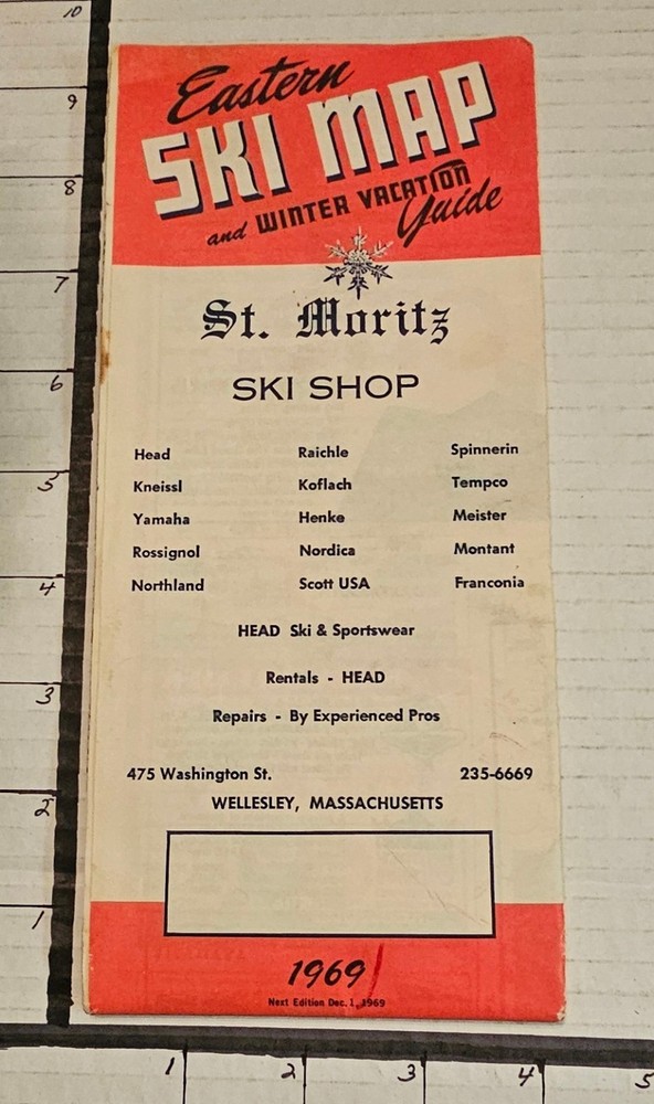 1969 EASTERN SKI MAP GUIDE.  See Description For More.