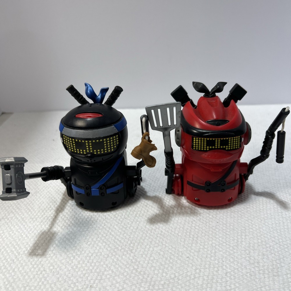 Spin Master Ninja Bots Battling Robots Red & Black 4" Working With Weapons B5