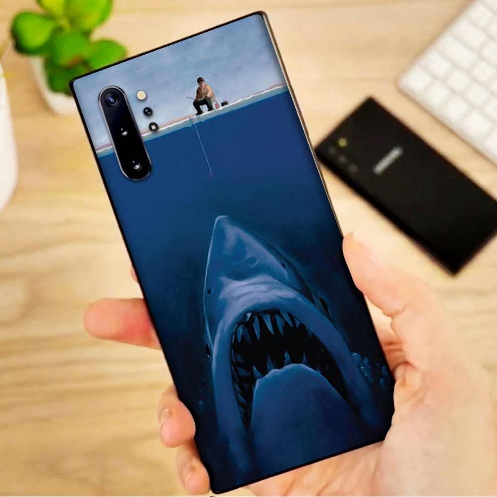 Skins Decal Wrap for Samsung Note 10 Plus Jaws Great White Under Boat