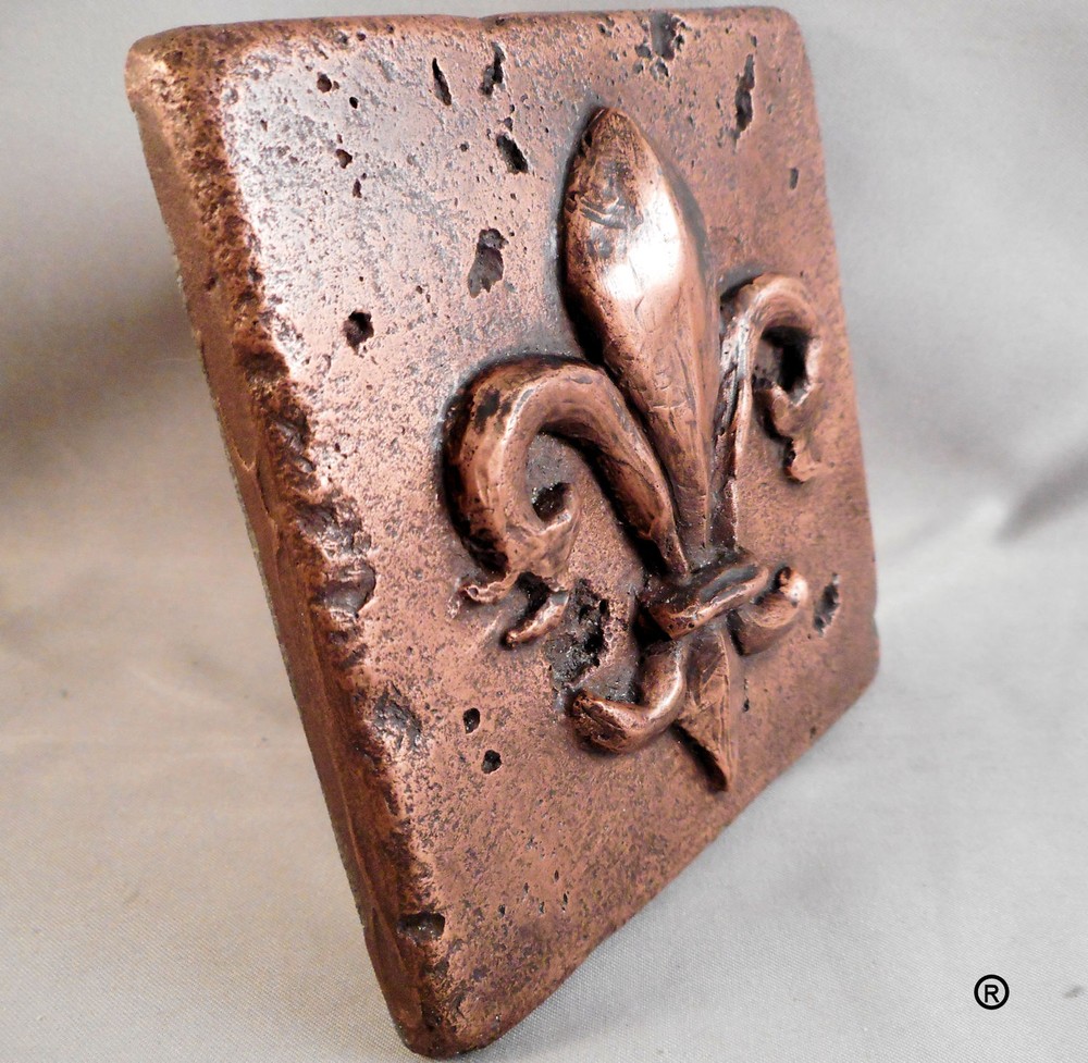 Copper Fleur d' Lis 4"X4" Decorative Wall Tile