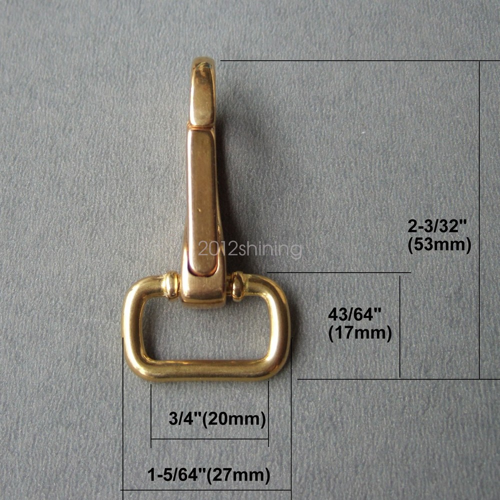 Solid Brass Strap Snap Swivel Square Eye 3/4" and 1"