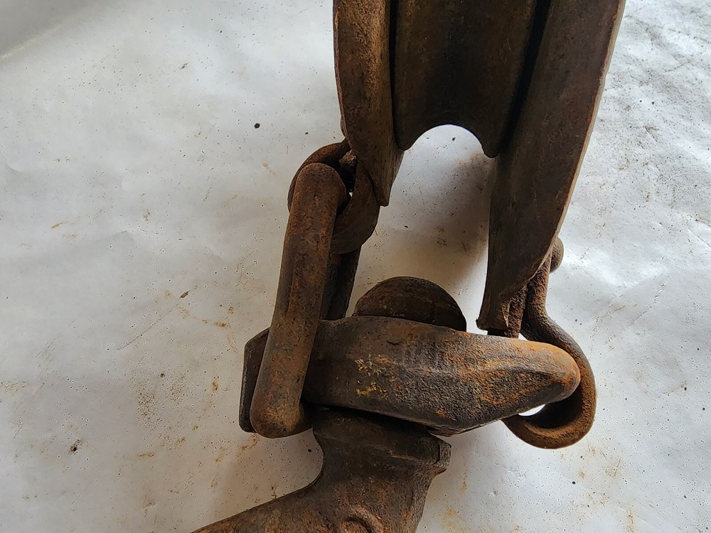 Vintage Steel Rope Pulley with Hook Rustic Decor