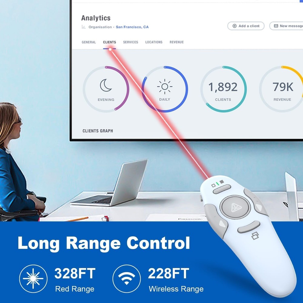 Presentation Clicker Wireless Presenter Remote Clicker for PowerPoint Present...