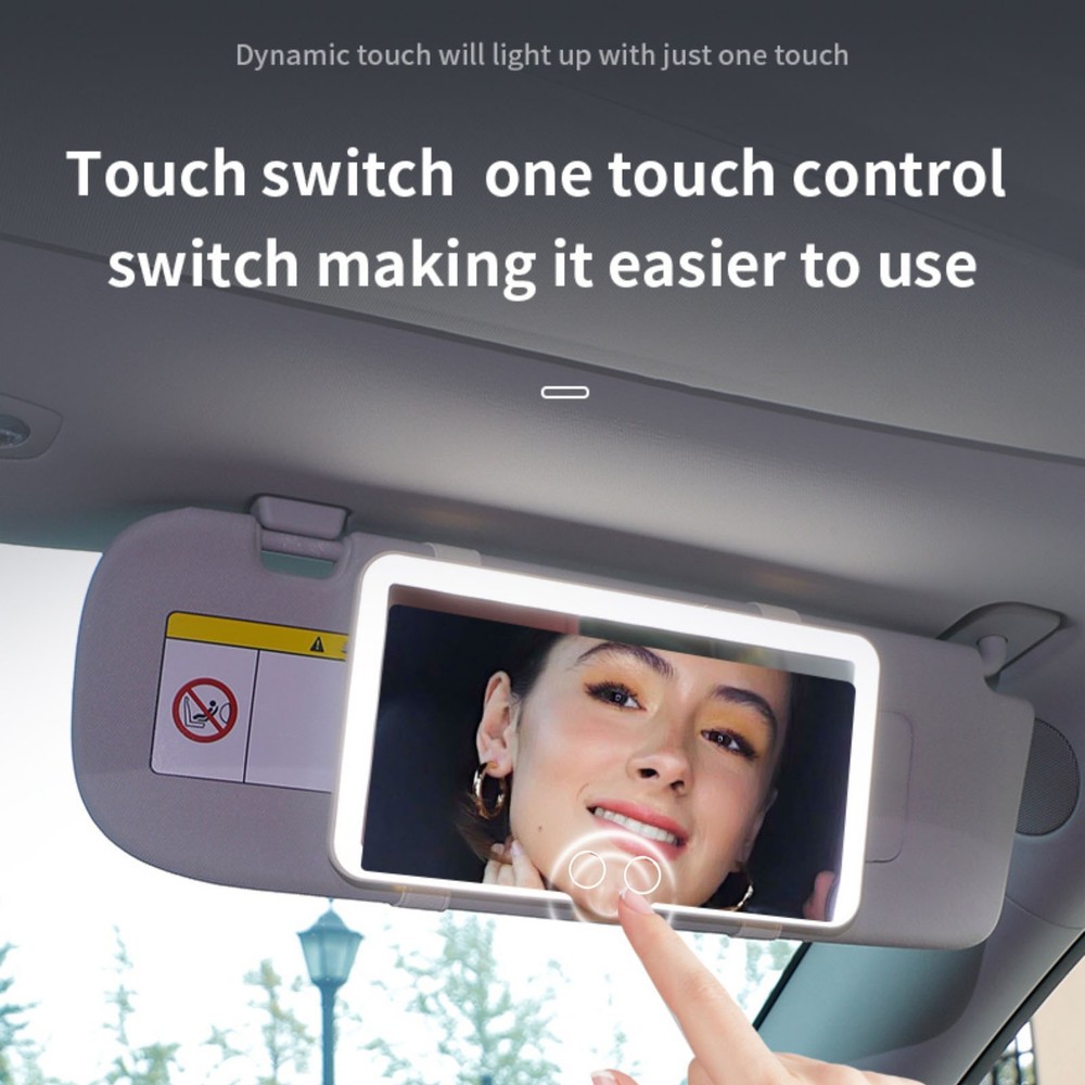Rechargeable Vanity Mirror For Car Sun Visor With 3 Light Modes Type-C Charging