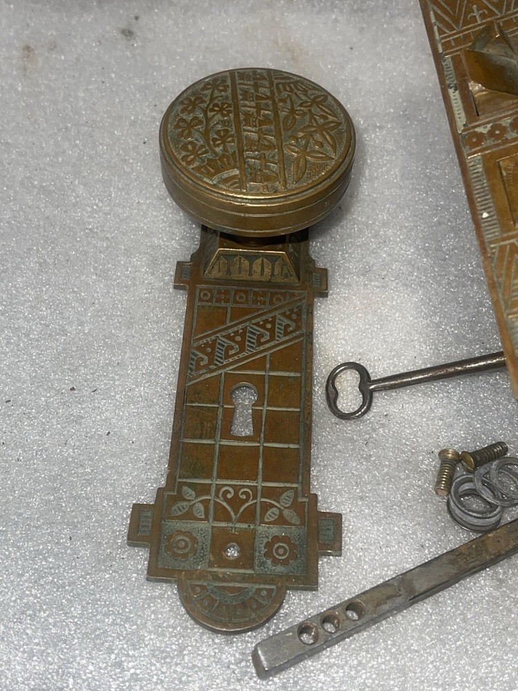 Antique Mortise Lock & Key, Door Knobs, Backplates, by Corbin