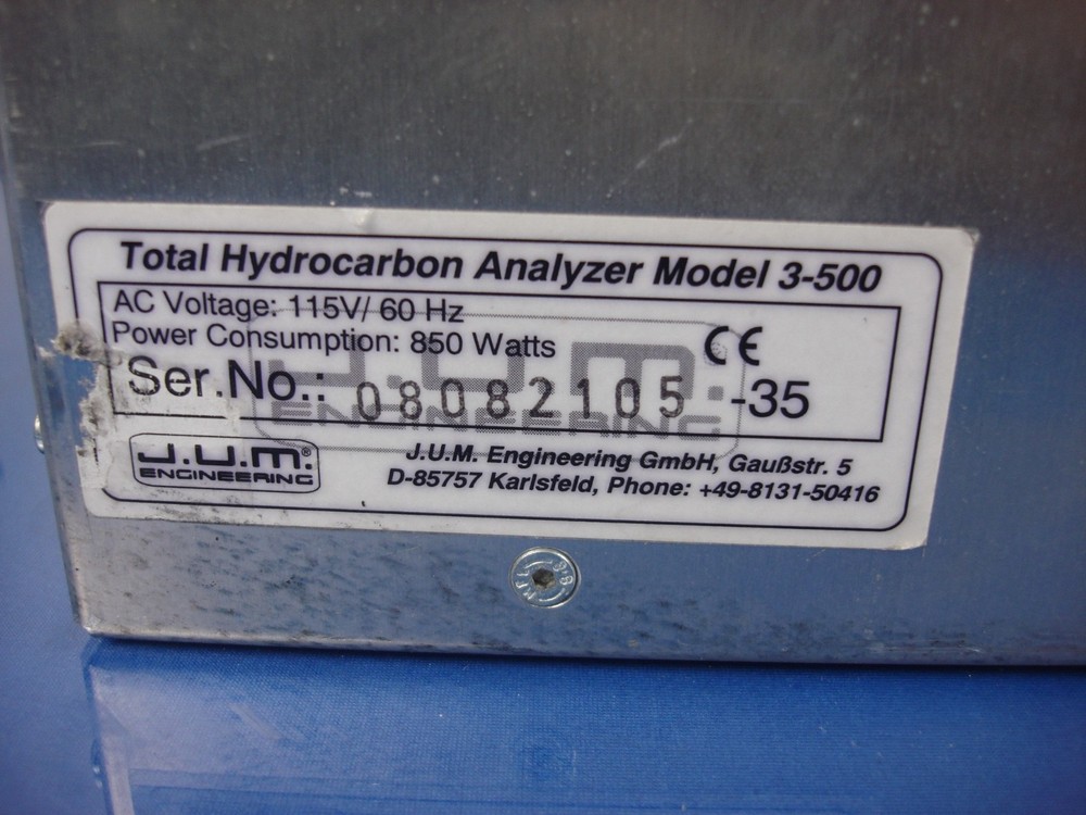 J.U.M Engineering Total Hydrocarbon Concentration Analyzer Model 3-500