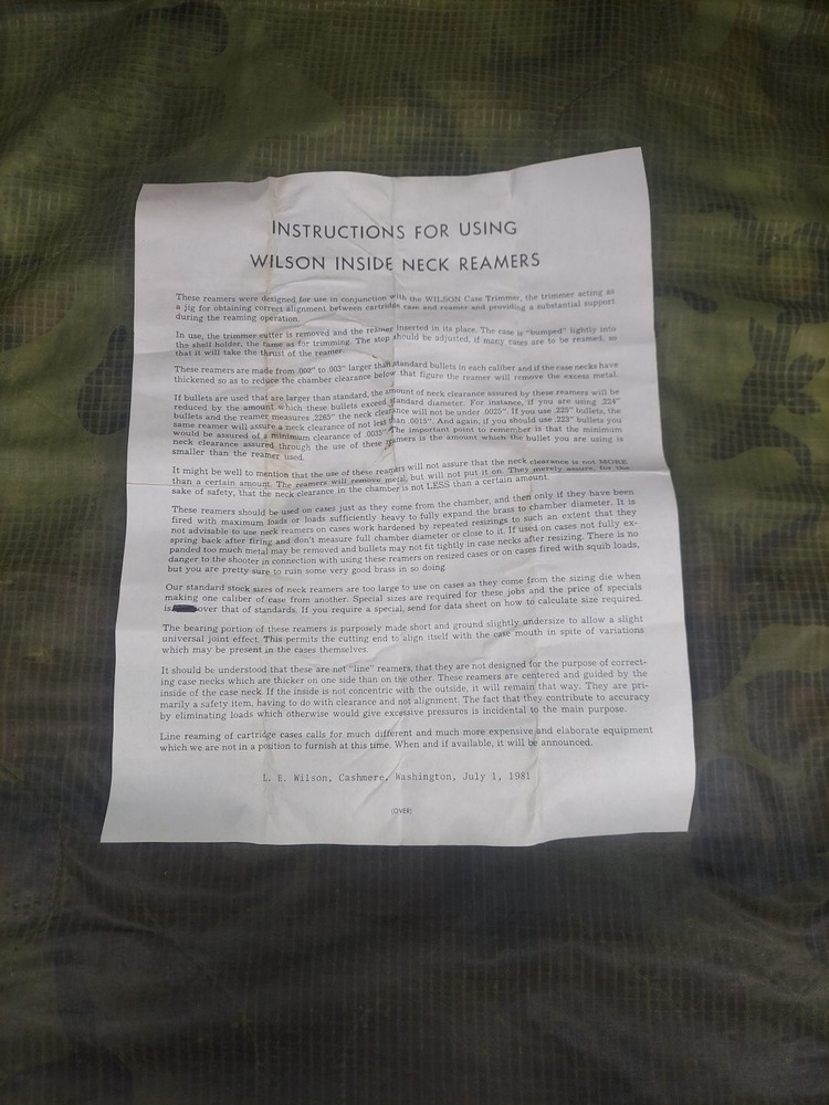 L.E. Wilson Inside Neck Reamer .35 Cal