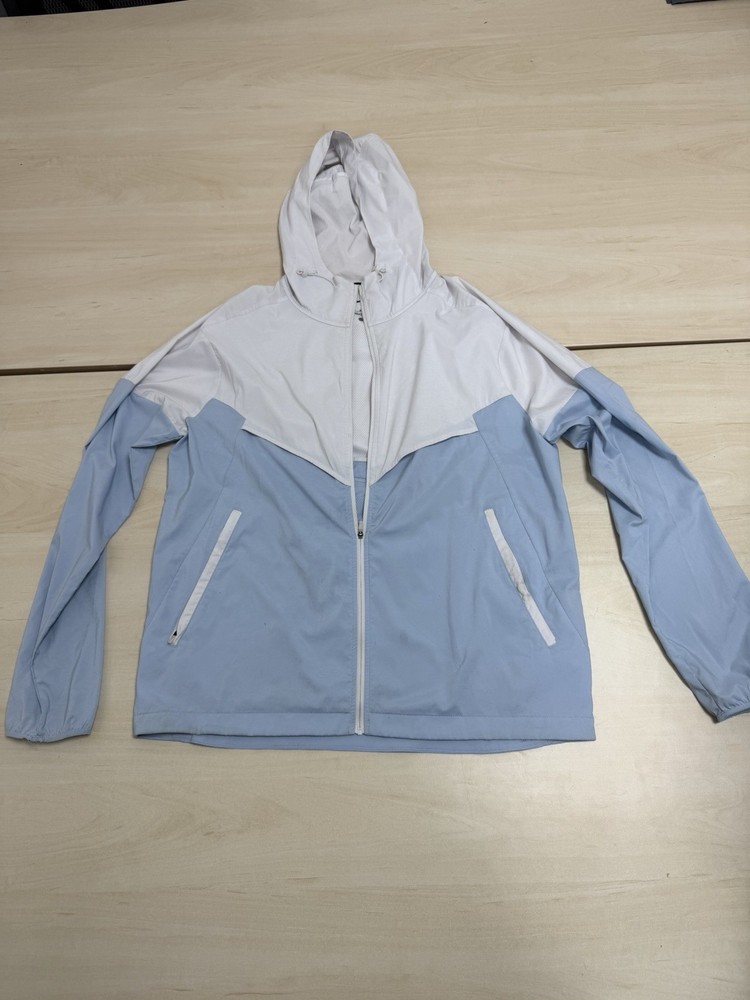 Nike Drifit Lightweight Packable Sky Blue White Windbreaker Jacket Medium M