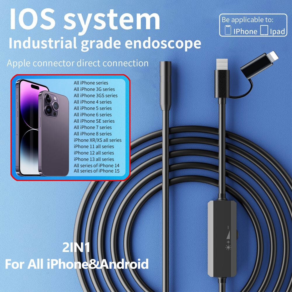 1/2/3/5M Endoscope Android iPhone Type-C Borescope Waterproof Inspection Camera