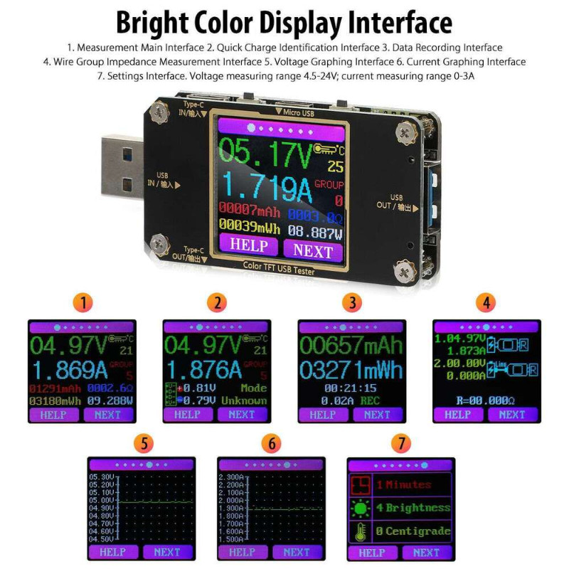 USB Power Meter Tester LCD Display Current Multimeter Voltmeter Detectors NEW US