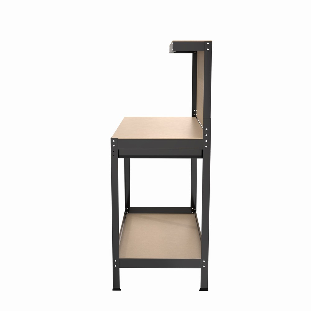 63" Durable Workbench 300lb Steel Frame MDF Top with Pegboard Storage