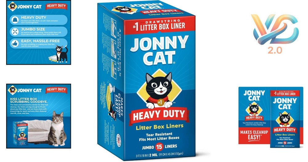 Heavy Duty Litter Box Liners 15 Pack Tear & Leak Resistant Drawstring
