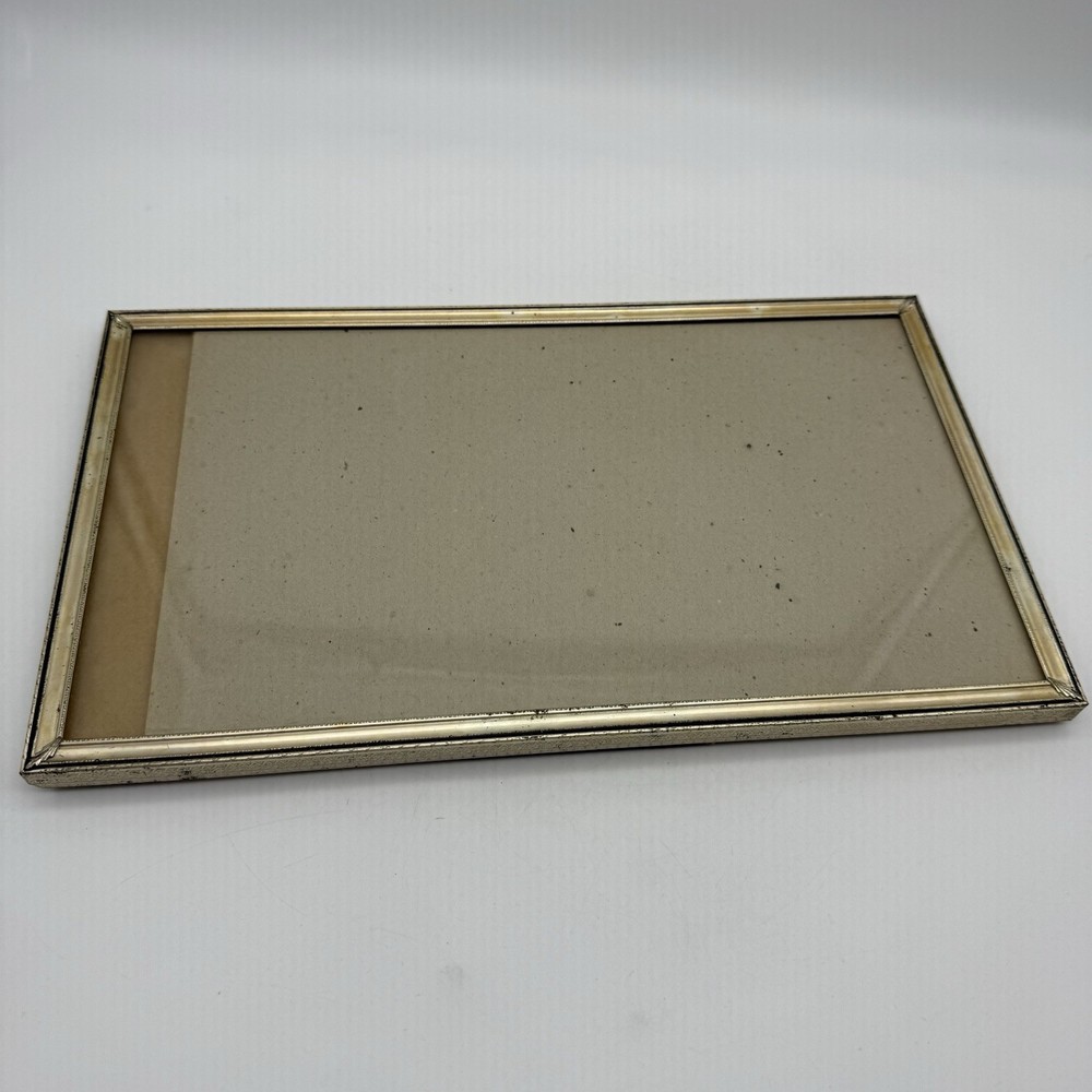 Long Rectangular Picture Frame Metal Flower Etched Sides Free Standing