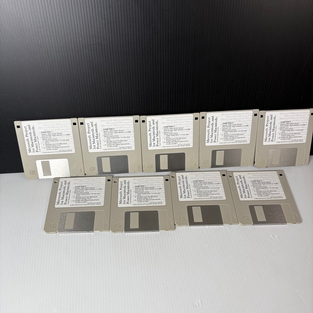 Microsoft Project Software for Macintosh & Power Macintosh 9 3.5" Floppy Disks