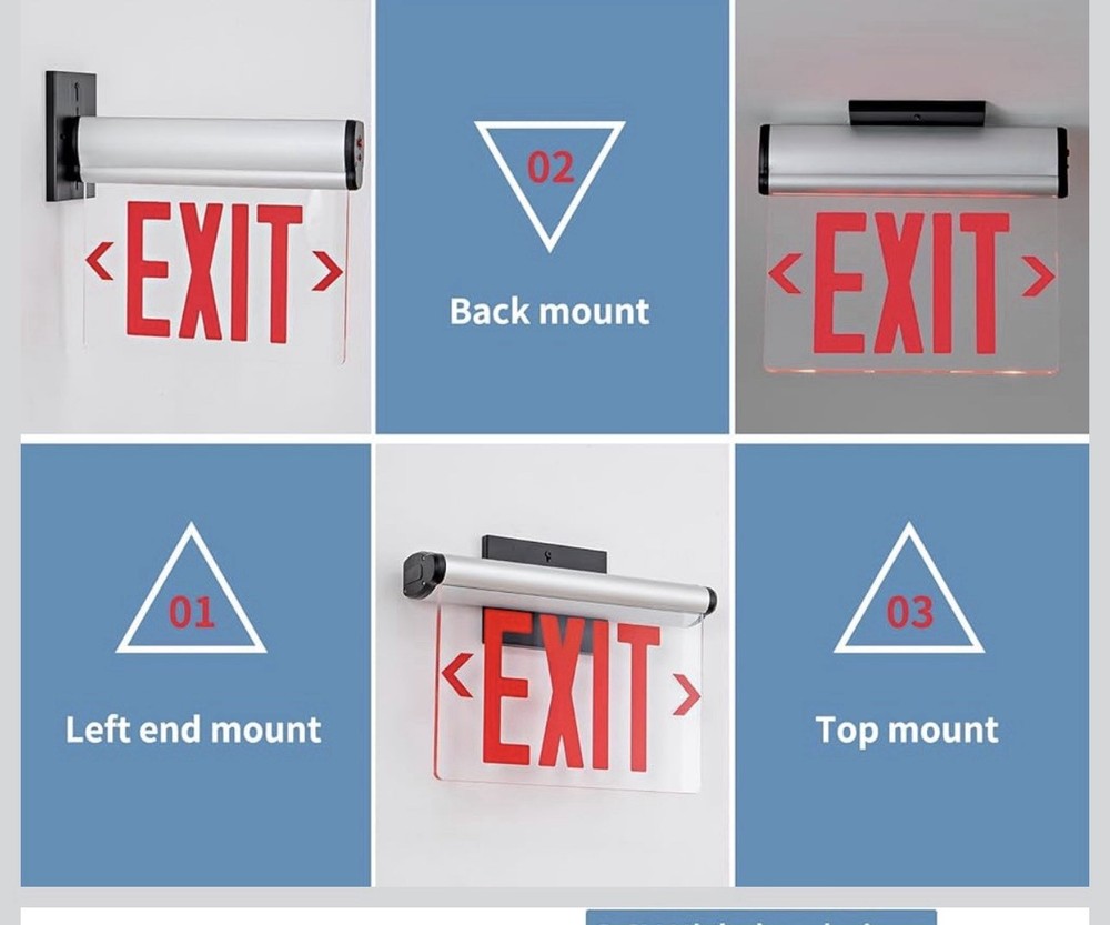 2-Red Exit Signs for Business, LED Edge Lit Exit Sign, UL 924, Hardwired