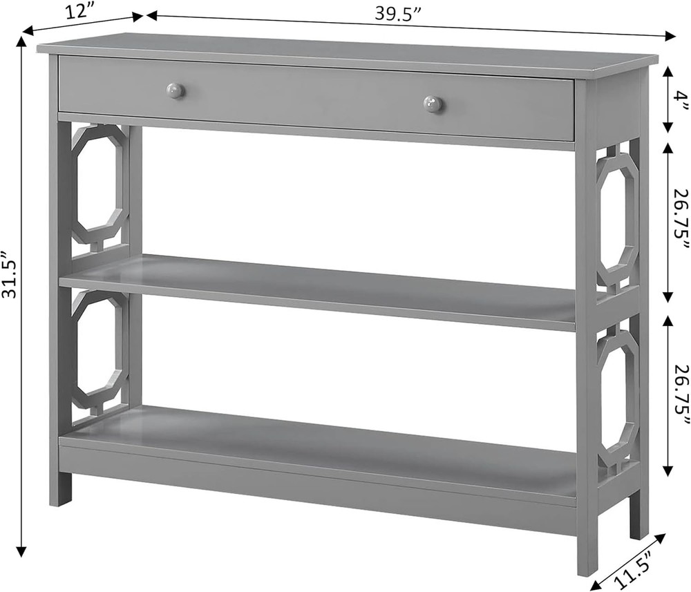 Concepts Omega 1 Drawer Console Table, Gray