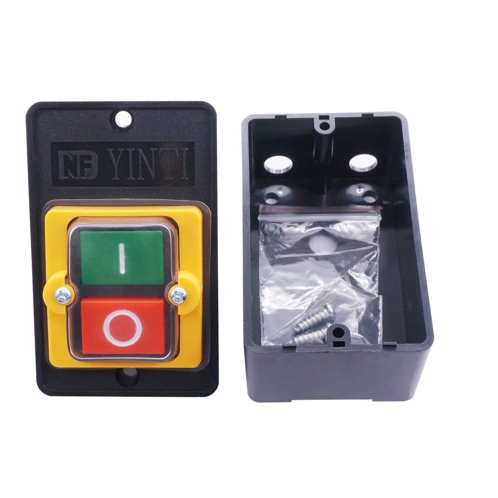 2PCS Latching Push Button Switch Waterproof On/Off Motor Start Stop Switch , Box
