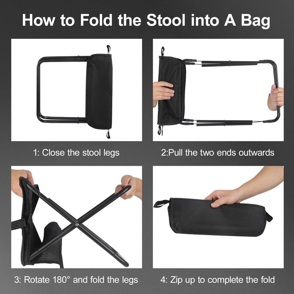 DZ Duozhan Portable Camping Stool Foldable Backpack Stool 13" with 260lb Cap...