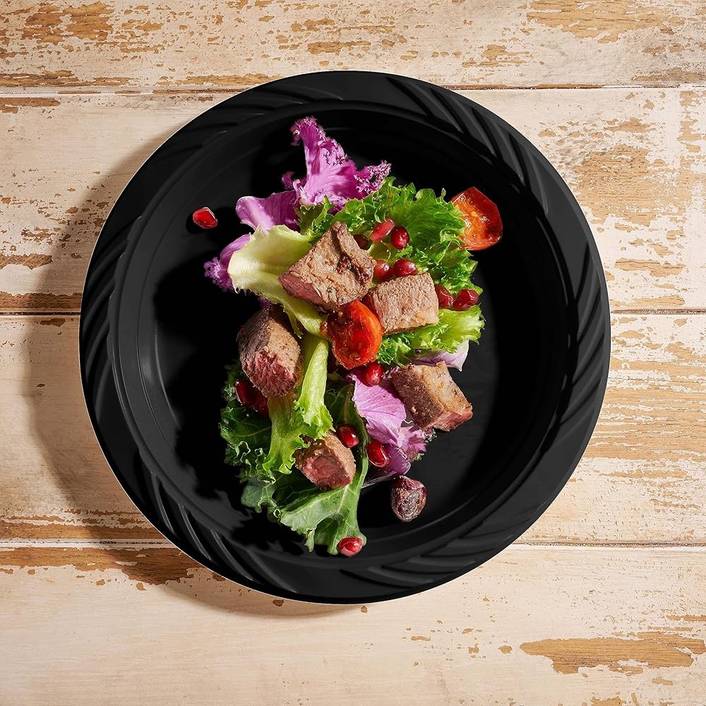 100 Clear Plastic Plates Set - 9 Inch Disposable Dinner Plates Bulk