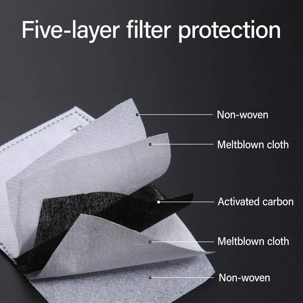 PM2.5 5 Layer Carbon Face Super Fresh Air Mask Filter Replacements