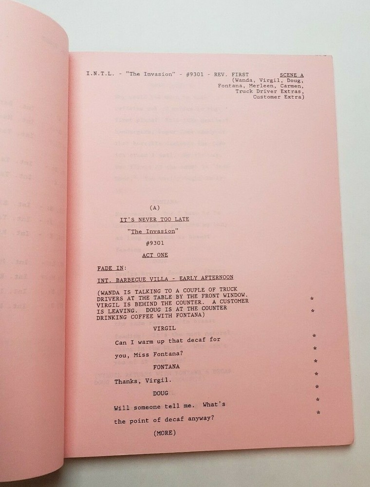 EVENING SHADE / James Hampton 1993 TV Script, Burt Reynolds "The Invasion"