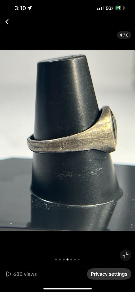 WW2 Army Ring 800 Silver Original