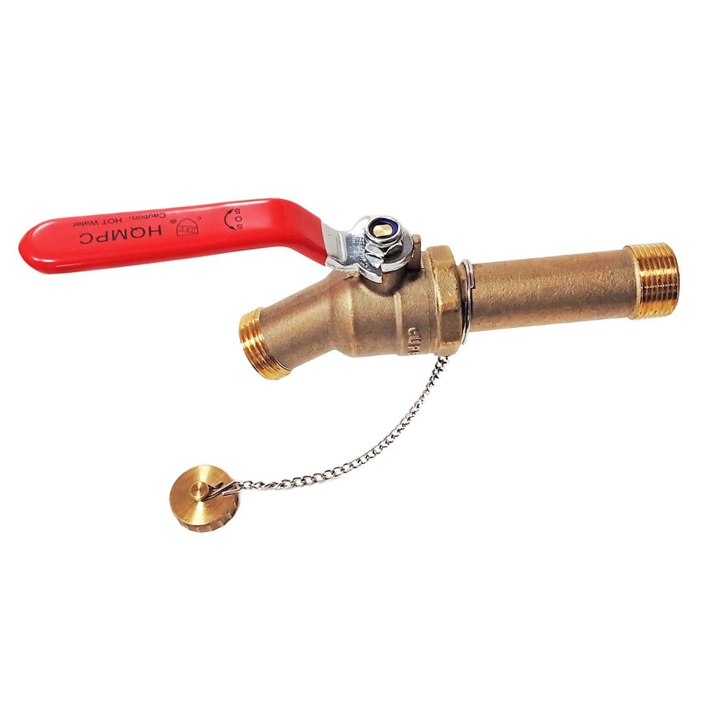 Water Heater Drain Valve 3/4"MIP X 3/4" Male GHT X 3" LENGTH, 3 Inch Shank Ma...