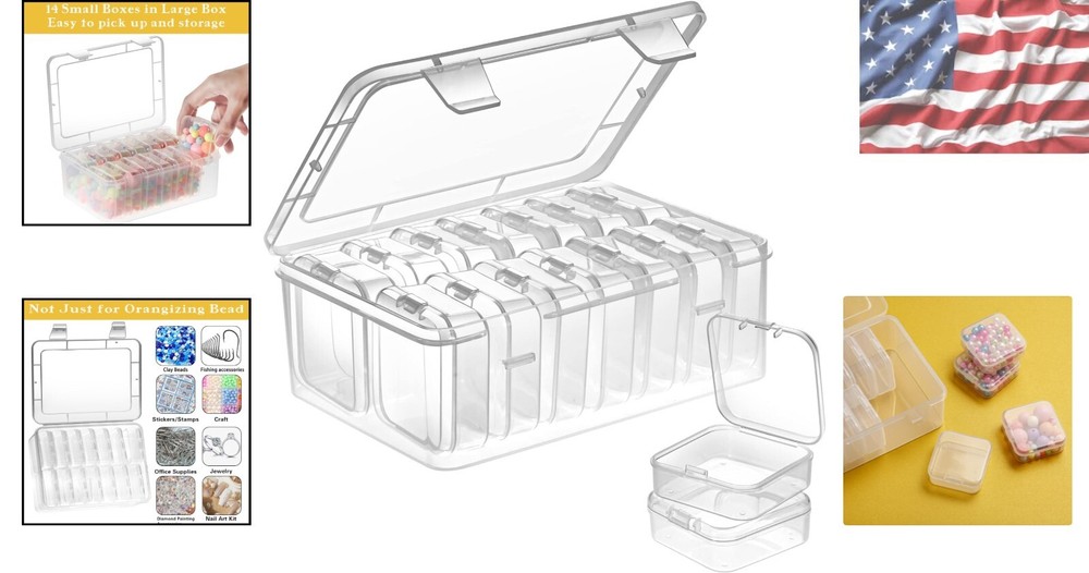 Craft Supply Storage Solution - 15 Transparent Cases for Beads & Accessories
