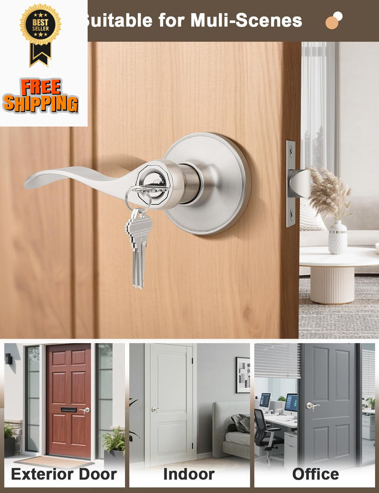 Gobrico Satin Nickel 2 Pack Keyed-Alike Wave/Drop-Style 2 Pack,