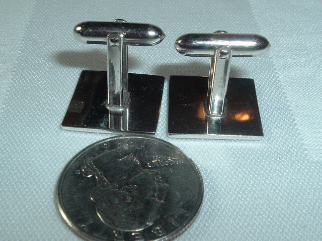 VINTAGE ETCHED SILVER TONE SQUARE CUFF LINKS