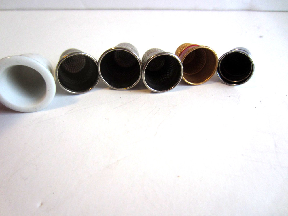 6 Vintage Various Thimbles Lot