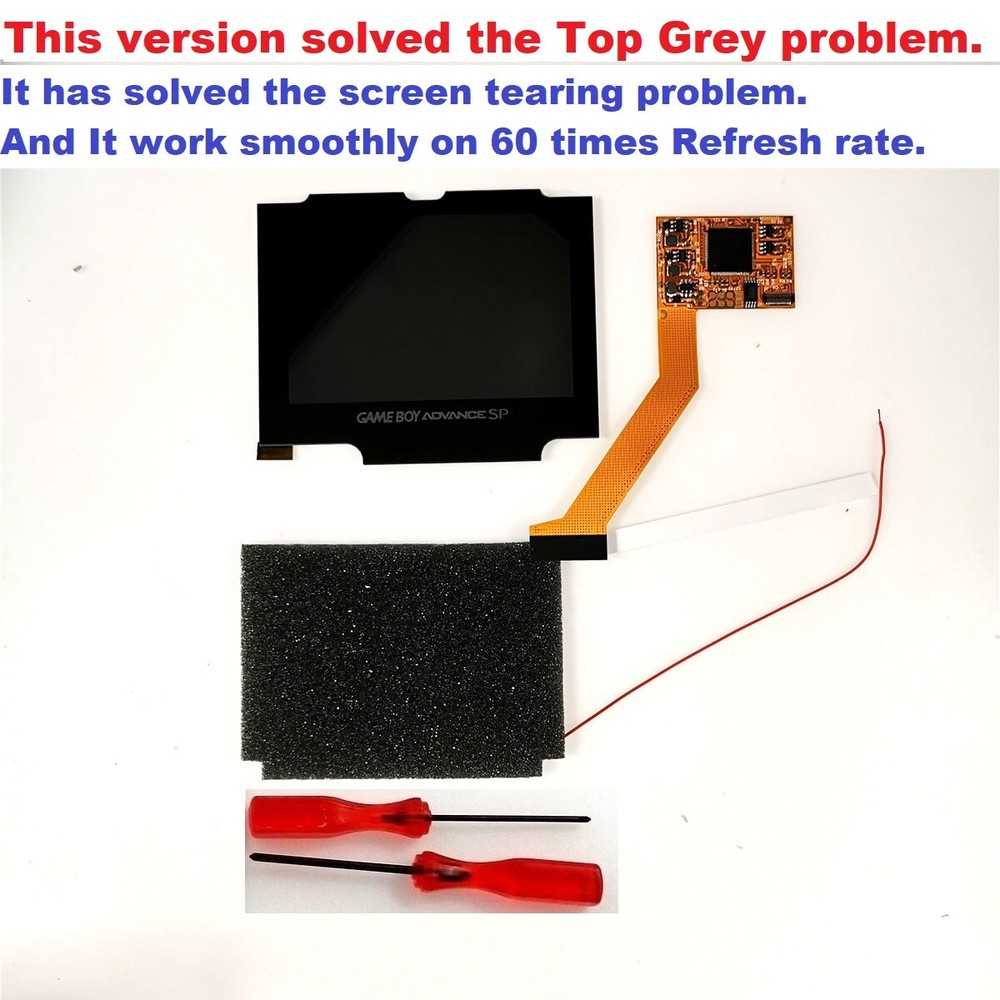 V2 IPS GBA SP Backlight Backlit LCD For Game Boy Advance SP + Pre-cut Shell Case