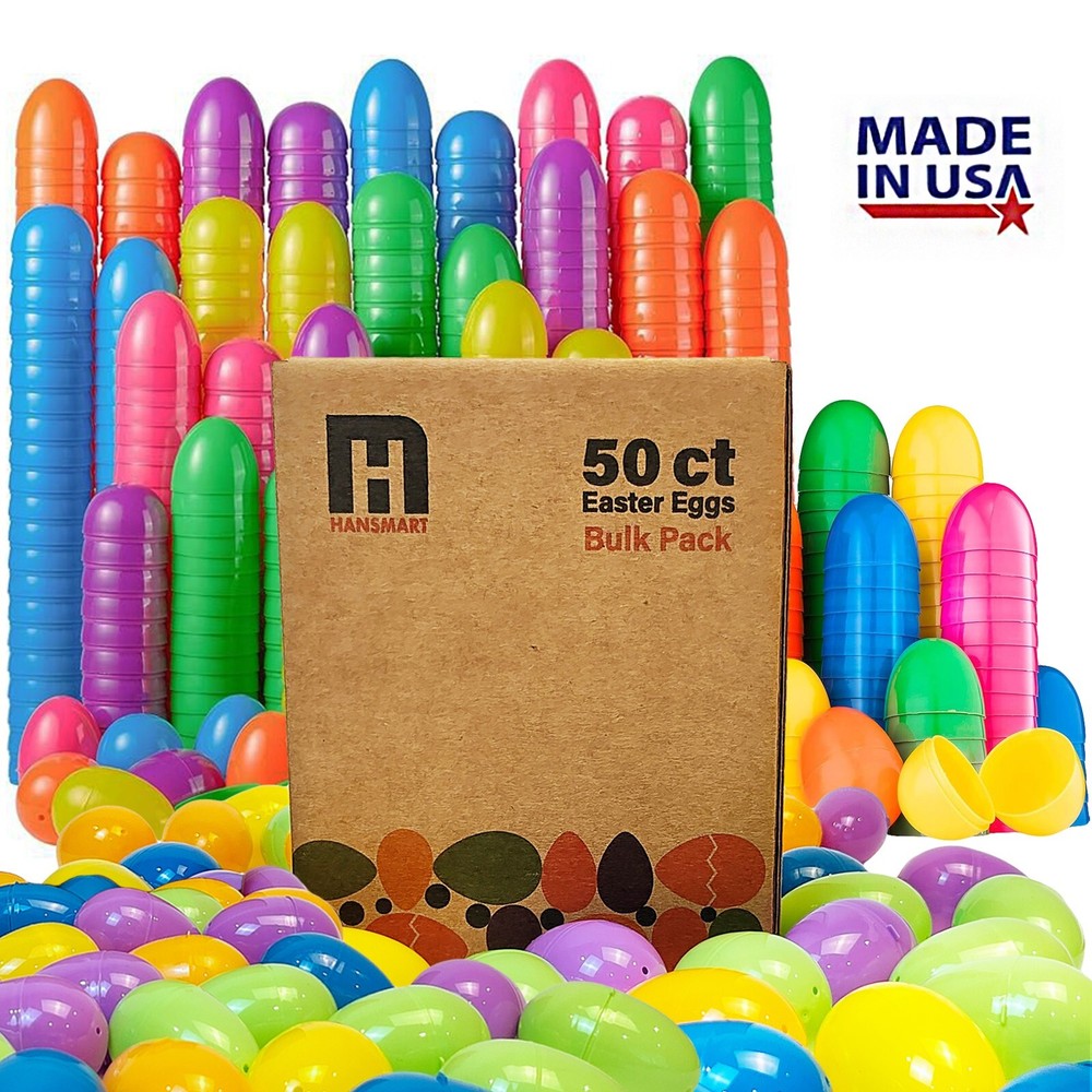 50/200 PCS 2.25" Plastic Easter Eggs Empty Easter Eggs Fillable Bright Eggs Bulk