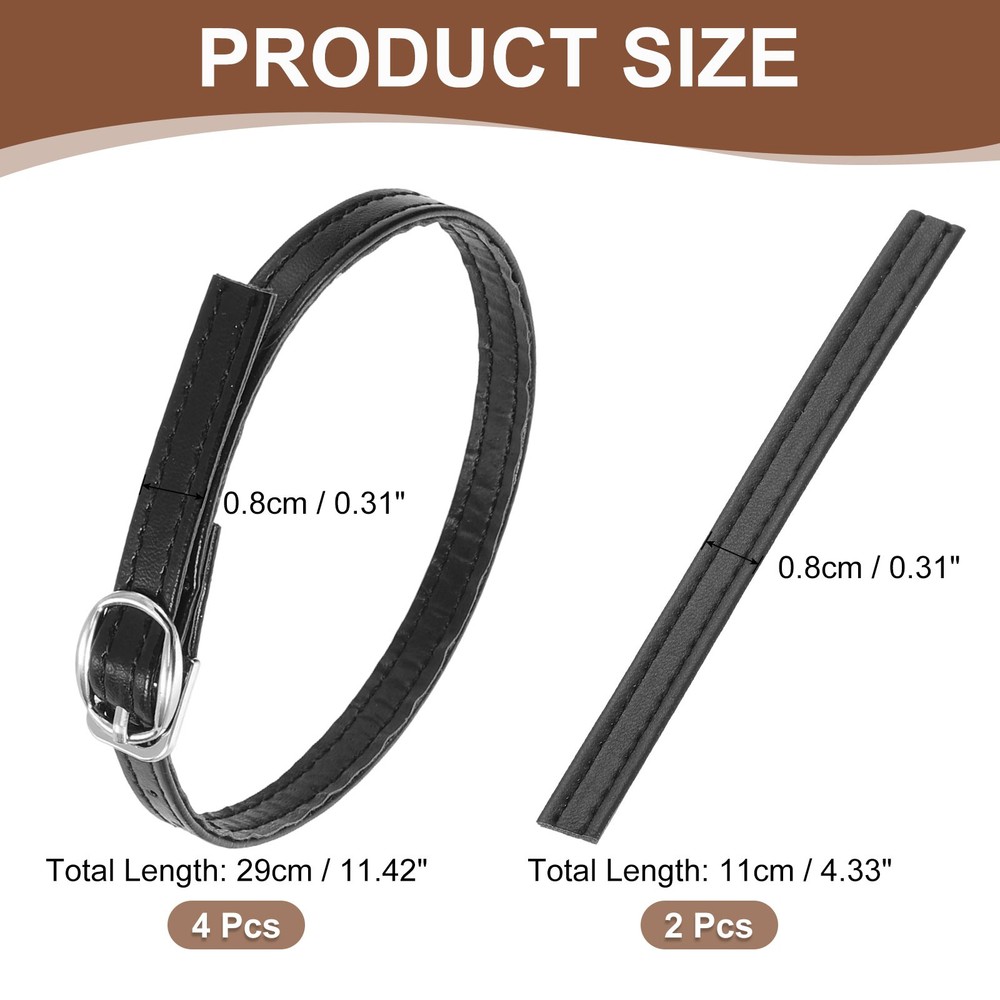 2 Pair Replacement Ankle Strap for Heels Leather Shoe Band Matte Black