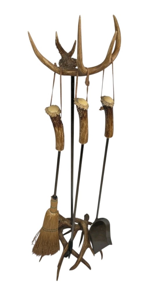 Antler Fireplace Tool Set Includes Three Fireplace Tools *READ*