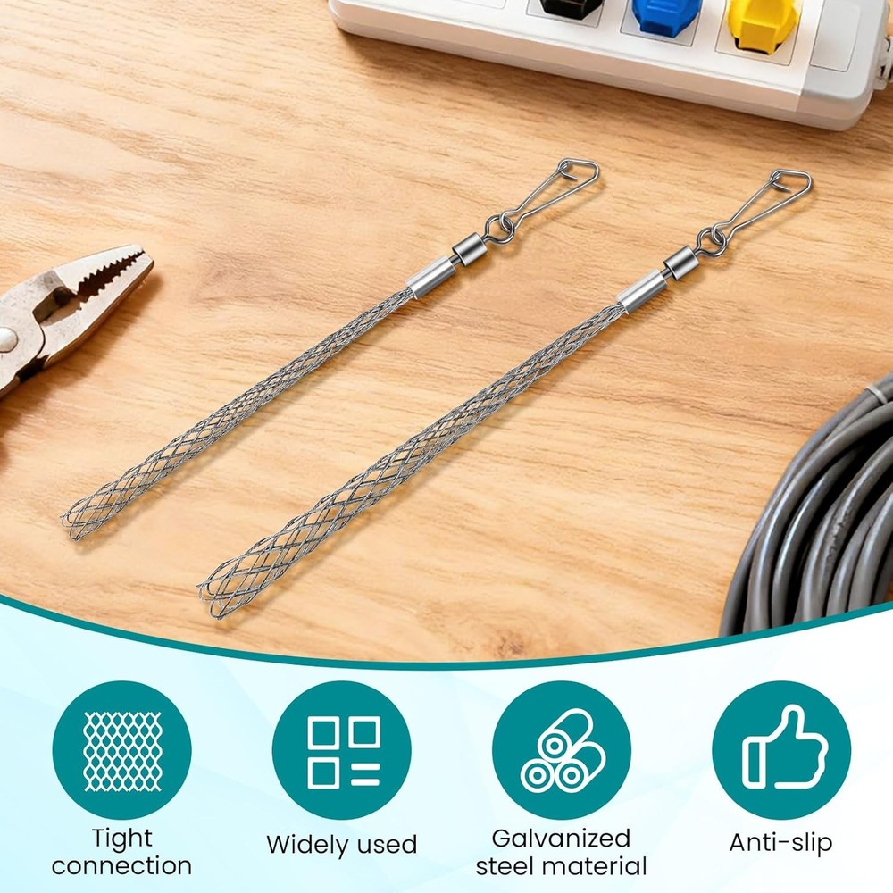 4 PCS 1/2 Inch Wire Pulling Grip Mesh Cable Pulls Metal Cable Pulling Grip Sock