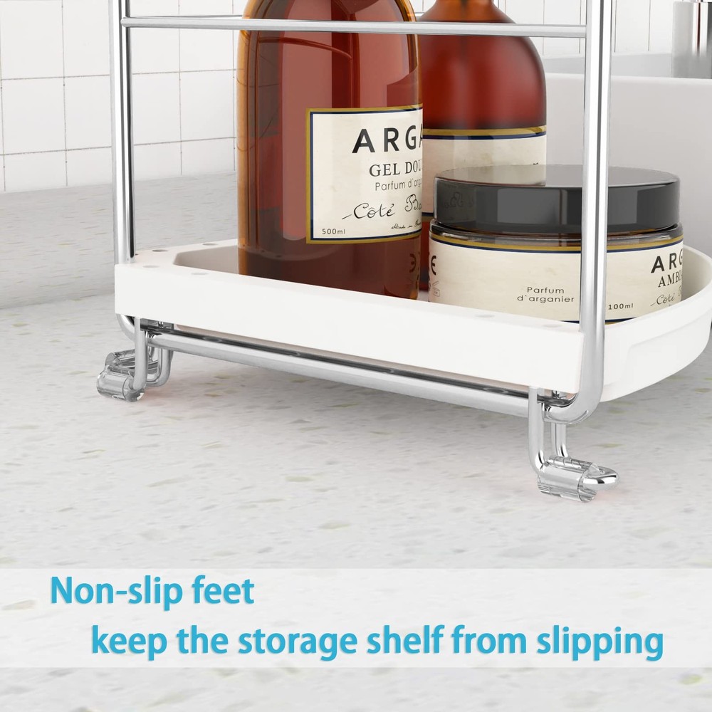 Sekepingo 2-Tier Corner Bathroom Sink Countertop Corner, Silver-white