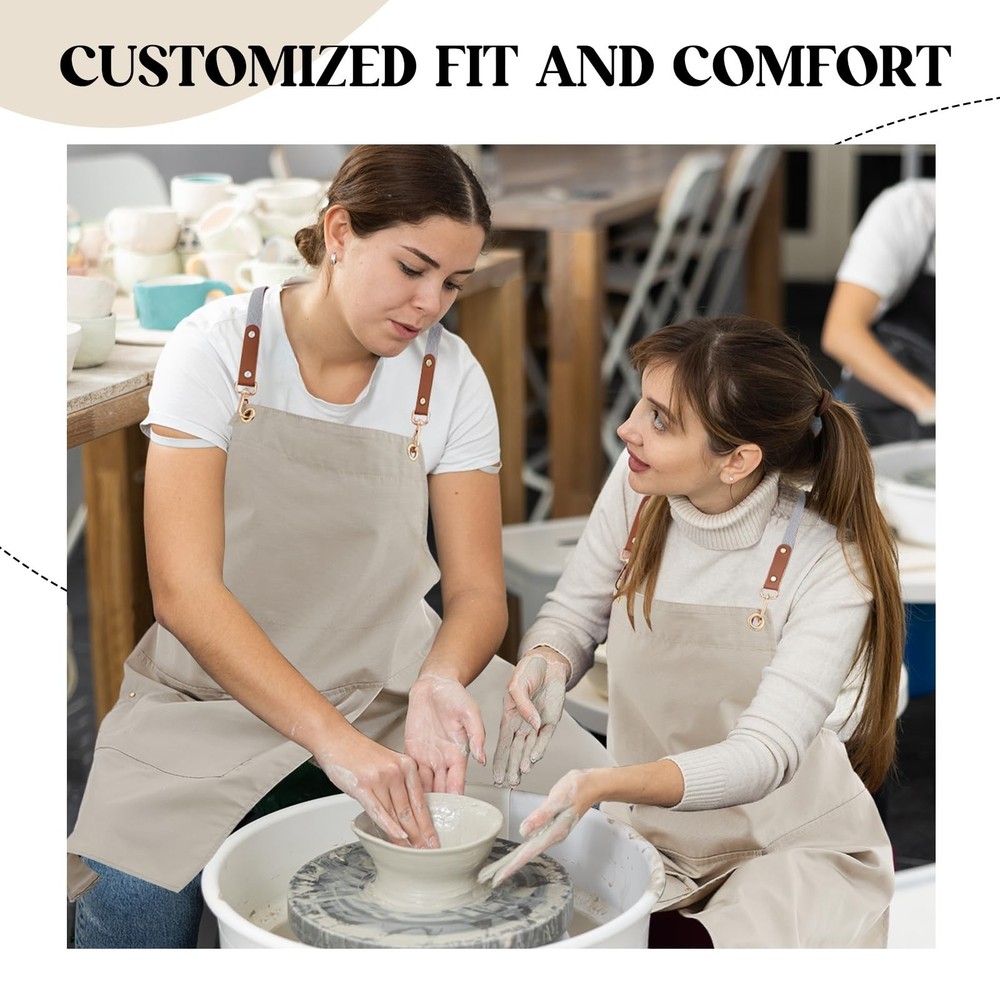Crossback Pottery Apron Split Leg with Large Pocket Canvas Apron with Adjusta...