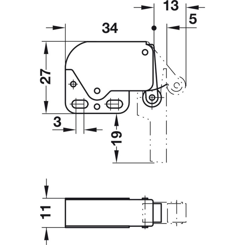 Hafele Mini Latch Automatic Spring Catch Nickel Plated (2 Pack)
